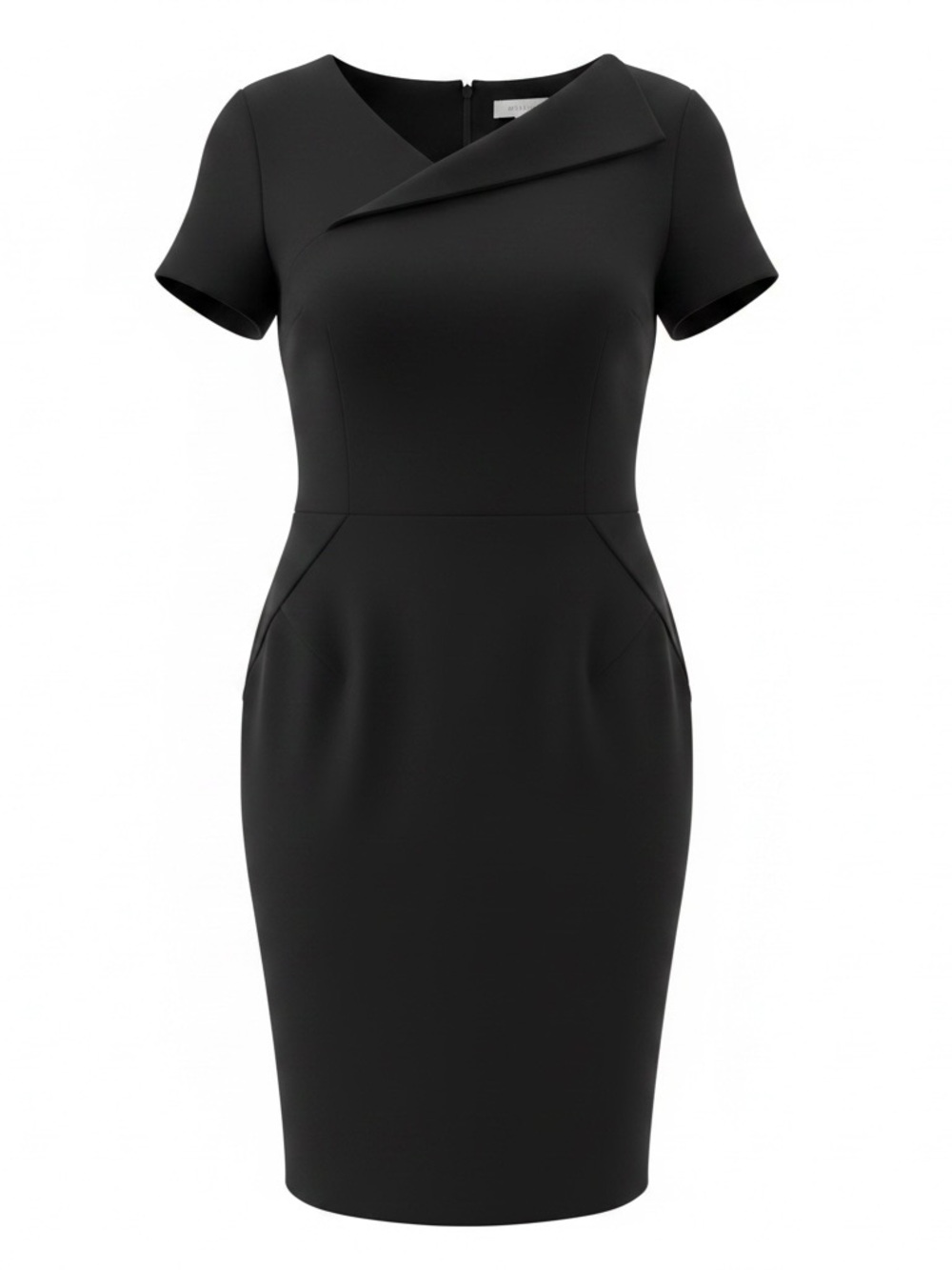 Basler Black Midi Dress with Asymmetric Collar
